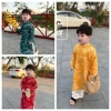 Áo dài Tết Trung Thu 2.026 bé trai vải gấm Hoàng Long 3 màu Ngọc Diệp ND25.967 giá 80.000 VND 2