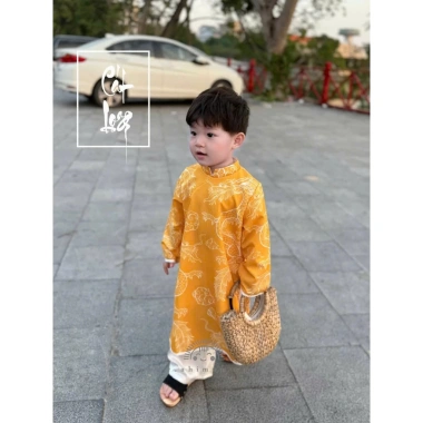 Áo dài Tết Trung Thu 2.026 bé trai vải gấm Hoàng Long 3 màu Ngọc Diệp ND25.967 giá 80.000 VND 9