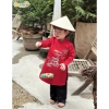 Áo dài Tết Vân Long cho bé trai 9-24kg, set tafta gân lấp lánh, giảm giá 268k 8