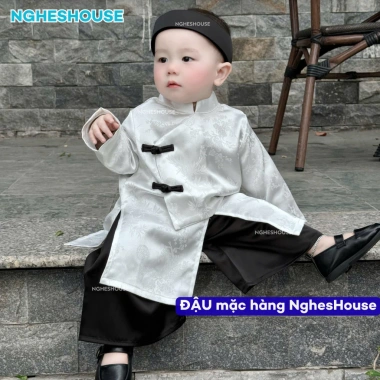 Áo Dài Thanh Trúc Lụa Tết cho Bé - Kèm Khăn Xếp Bờm, Giá Giảm 239k - NghesHouse 4