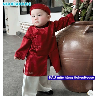 Áo Dài Thanh Trúc Lụa Tết cho Bé - Kèm Khăn Xếp Bờm, Giá Giảm 239k - NghesHouse 6