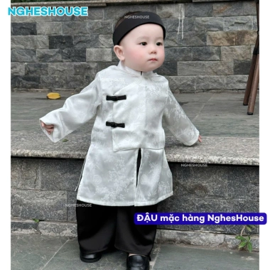 Áo Dài Thanh Trúc Lụa Tết cho Bé - Kèm Khăn Xếp Bờm, Giá Giảm 239k - NghesHouse 9