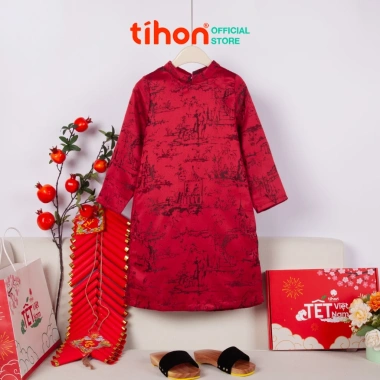 Áo Dài Tiệc Tết TIHON cho Bé Trai Gấm cao cấp 2 màu Họa tiết Tranh Thủy Mặc giảm còn 420.000đ 9