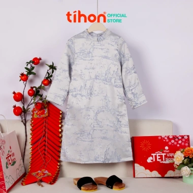 Áo Dài Tiệc Tết TIHON cho Bé Trai Gấm cao cấp 2 màu Họa tiết Tranh Thủy Mặc giảm còn 420.000đ 10