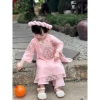 Áo dài tơ thêu bé gái 3-17kg, mấn tặng kèm, áo dài Tết giá 225k giảm từ 283.5k 6