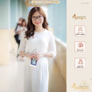 Áo dài trắng cổ tròn CHAANG may sẵn nữ học sinh tay lỡ đính đá viền hạt ngọc sang đẹp ADC461 94.194 VND 7