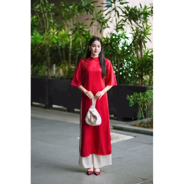 Áo Dài Truyền Thống Đỏ Hồng Thanh Lịch Giá 550k, Giảm Đặc Biệt, Phong Cách Lễ Hội 2