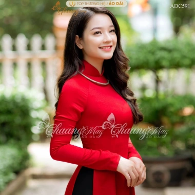 Áo dài truyền thống màu đỏ Chaang ADC591 - May sẵn vải lụa Mỹ tươi đẹp, 261.124 VND 8