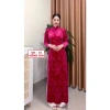 Áo Dài Truyền Thống Mẹ Trung Niên Set 2 Tà Nhung Hoa Co Giãn, Cổ Cao 2cm Vitaly - 88.000 9