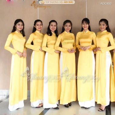 Áo dài truyền thống phi bóng hồng Chaang May sẵn ADC450 - đẹp, giá rẻ, ưu đãi 232k tiệc lễ 6