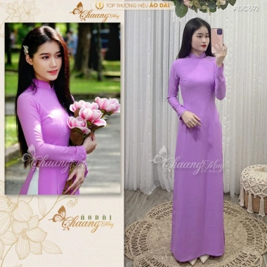Áo dài truyền thống tím hoa cà hồng Chaang May ADC592, lụa 4 tà co giãn, giảm 20% 4