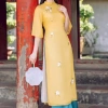 Áo dài truyền thống tơ thêu sẵn, cách tân dài 1,35cm, cổ 3cm, tay lỡ - Giá chỉ 350.000₫ 2