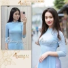 Áo Dài Xanh Biển Chaang ADC594 May Sẵn Đính Ngọc Cổ Tay Vải Lụa Cao Cấp - 261.124₫ 4