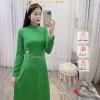 Áo Dài Xanh Lá Truyền Thống ADC591 Lụa Thái Cổ Sen Cao Tay Dài Giá 261k - May Sẵn 8
