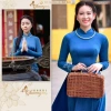 Áo Dài Xanh Navy Cổ Vịt May Sẵn 2 Tà Thuyền Thống Lụa Đẹp Giá 261.124 VND 3