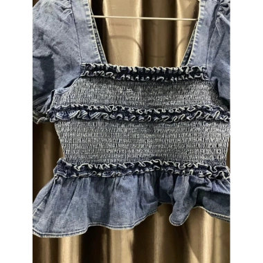 Áo denim eo bao chun size S, giá chỉ 250.000đ, khuyến mãi giảm 50k 3 Áo denim eo bao chun size S, giá chỉ 250.000đ, khuyến mãi giảm 50k 3