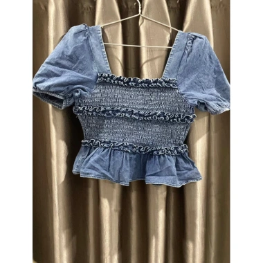 Áo denim eo bao chun size S, giá chỉ 250.000đ, khuyến mãi giảm 50k