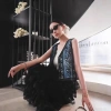 Áo denim thêu sequin style Trung Quốc – Vest nữ không tay đa năng, thời trang 3