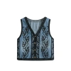 Áo denim thêu sequin style Trung Quốc – Vest nữ không tay đa năng, thời trang 10