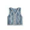 Áo denim thêu sequin style Trung Quốc – Vest nữ không tay đa năng, thời trang 11