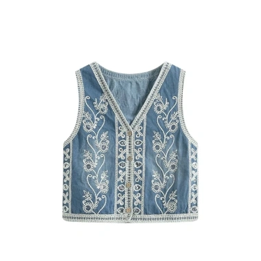 Áo denim thêu sequin style Trung Quốc – Vest nữ không tay đa năng, thời trang 11 Áo denim thêu sequin style Trung Quốc – Vest nữ không tay đa năng, thời trang 11