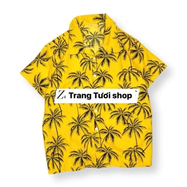Áo đi biển cây dừa cho gia đình – Áo sơ mi nam nữ, vải nhẹ thoáng mát, giảm giá 58.500₫ | Trang Tươi Shop 2
