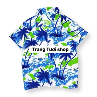 Áo đi biển cây dừa cho gia đình – Áo sơ mi nam nữ, vải nhẹ thoáng mát, giảm giá 58.500₫ | Trang Tươi Shop 4