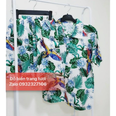 Áo đi biển cây dừa cho gia đình – Áo sơ mi nam nữ, vải nhẹ thoáng mát, giảm giá 58.500₫ | Trang Tươi Shop 7