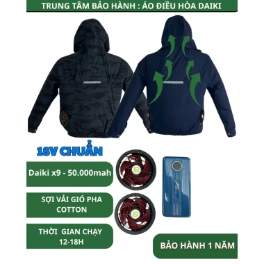 Áo điều hòa Daiki 18V áo gió Nhật Bản, chống nắng, gắn quạt làm mát - Giá 220.000 VND