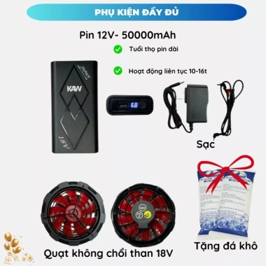 Áo điều hòa KAW cao cấp, UV, chống nóng, quạt làm mát, pin trâu 12h - 1.978.000₫ 2