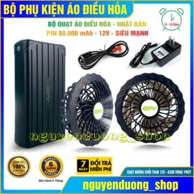 Áo Điều Hòa Nhật Bản 12V Pin 50.000mAh - Quạt Gió Làm Mát, Chống Nắng, Bảo Hộ Lao Động Nam Nữ