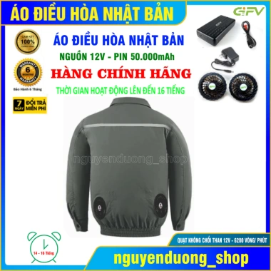 Áo Điều Hòa Nhật Bản 12V Pin 50.000mAh - Quạt Gió Làm Mát, Chống Nắng, Bảo Hộ Lao Động Nam Nữ