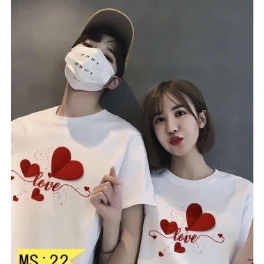 Áo Đôi Nam Nữ Cotton Mềm Mịn In Tim - Áo Phông Cặp Giá Ưu Đãi 93.600₫