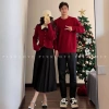 Áo đôi PINKLOVE len cặp đôi dài tay màu đỏ, áo nữ cổ trắng kèm nơ P244 5