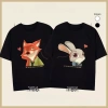 Áo đôi tay lỡ unisex Zootopia Nick và Judy cáo thỏ dễ thương giảm giá 99.800₫
