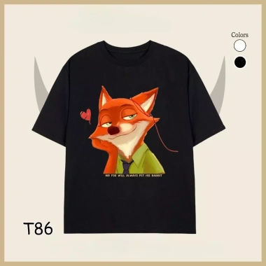 Áo đôi tay lỡ unisex Zootopia Nick và Judy cáo thỏ dễ thương giảm giá 99.800₫