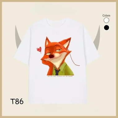Áo đôi tay lỡ unisex Zootopia Nick và Judy cáo thỏ dễ thương giảm giá 99.800₫