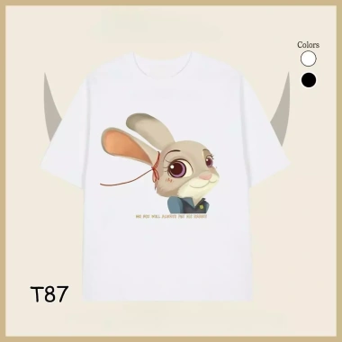 Áo đôi tay lỡ unisex Zootopia Nick và Judy cáo thỏ dễ thương giảm giá 99.800₫