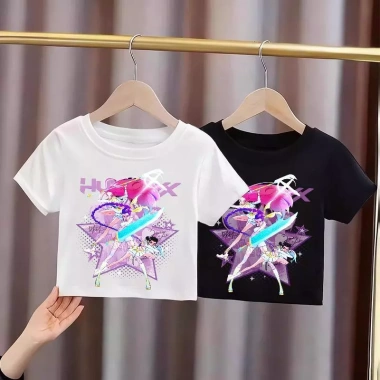 Áo Gái Thun Cotton Hình Hoạt Hình Ngắn Tay Cổ Tròn KPop Mùa Hè Giá 143.332 VND