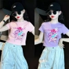 Áo Gái Thun Cotton Hình Hoạt Hình Ngắn Tay Cổ Tròn KPop Mùa Hè Giá 143.332 VND 5