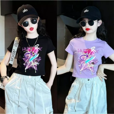 Áo Gái Thun Cotton Hình Hoạt Hình Ngắn Tay Cổ Tròn KPop Mùa Hè Giá 143.332 VND