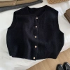Áo ghi lê dệt kim cổ tròn cúc vàng 2.024 - Cardigan không tay phong cách Hàn Quốc 3