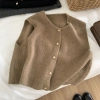 Áo ghi lê dệt kim cổ tròn cúc vàng 2.024 - Cardigan không tay phong cách Hàn Quốc 5