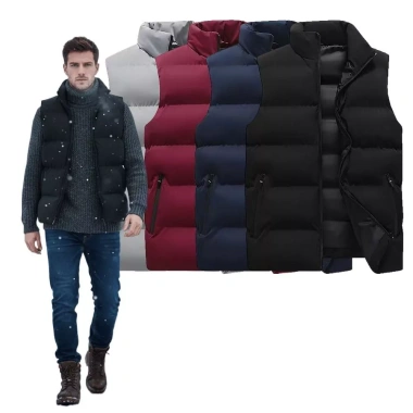 Áo ghi lê vest nam chống gió, cổ đứng ấm áp với lớp đệm mềm - Thu Đông 190k