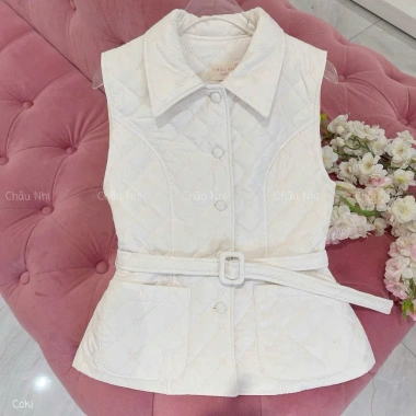Áo ghile phao có đai trắng kem LISASTORE - Thiết kế nhẹ nhàng, thanh lịch, giảm giá 320k