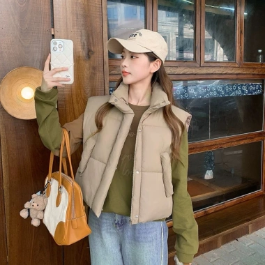 Áo Gi Lê Cotton Lông Vũ Nữ Mẫu Ngắn - Trang phục Thu Đông Năm Mới, Vest rộng phong cách Hàn Quốc, Giá 299.000 VND