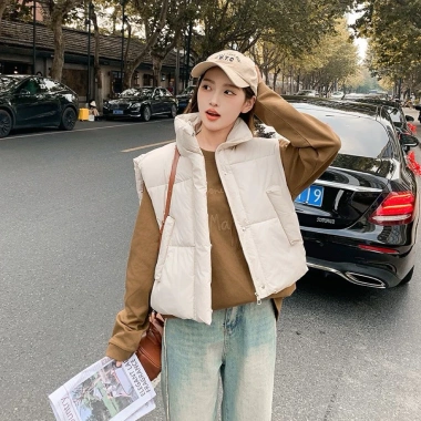 Áo Gi Lê Cotton Lông Vũ Nữ Mẫu Ngắn - Trang phục Thu Đông Năm Mới, Vest rộng phong cách Hàn Quốc, Giá 299.000 VND