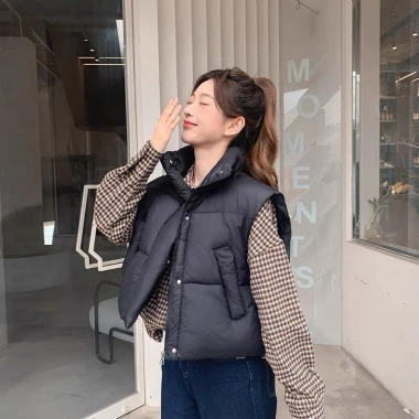 Áo Gi Lê Cotton Lông Vũ Nữ Mẫu Ngắn - Trang phục Thu Đông Năm Mới, Vest rộng phong cách Hàn Quốc, Giá 299.000 VND