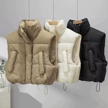 Áo Gi Lê Cotton Lông Vũ Nữ Mẫu Ngắn - Trang phục Thu Đông Năm Mới, Vest rộng phong cách Hàn Quốc, Giá 299.000 VND