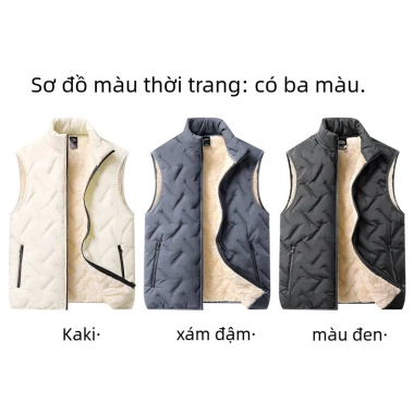 Áo gi lê lông cừu mùa thu đông cho nam, chống nước, chống gió, cổ đứng, không tay - Giá ưu đãi 446k 5